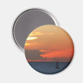 サンセットクラウドと帆船シースケープ マグネット (正面/裏面)