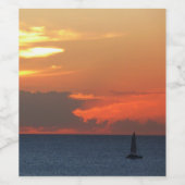 サンセットクラウドと帆船シースケープ ワインラベル (シングルラベル)