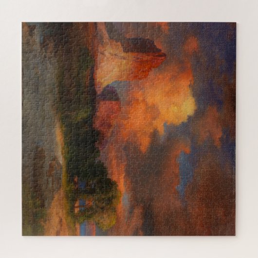 サンセットクラウドグリーンリバーワイオミングby Thomas Moran ジグソーパズル (横)