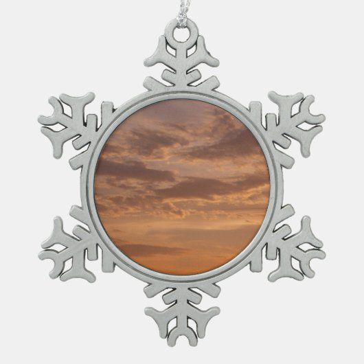 サンセットクラウドIIパステル抽象芸術自然 スノーフレークピューターオーナメント (正面)