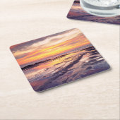 サンセットクリフスタイドプール スクエアペーパーコースター (アングル)