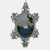 サンセットクルーズ 離岸の瞬間 I スノーフレークピューターオーナメント (左)