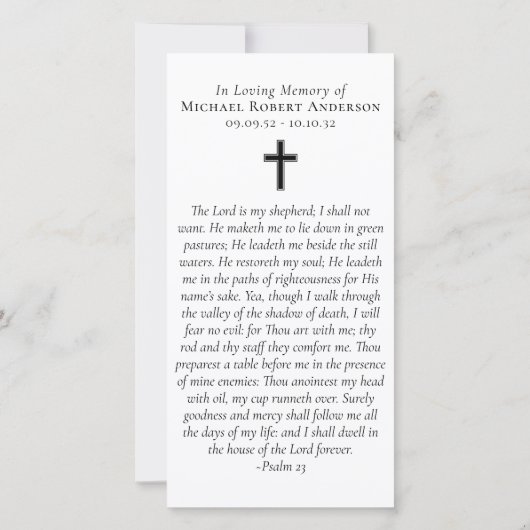 サンセットクロス祈りの言葉メモリアルブックマーク (裏面)