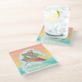 サンセットクールサーファー ガラスコースター (アングル)