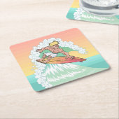 サンセットクールサーファー スクエアペーパーコースター (アングル)