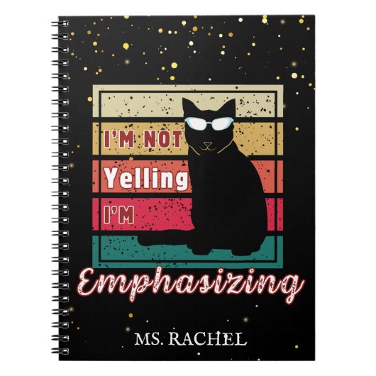 サンセットグおもしろいリッド猫好き先生 ノートブック (正面)