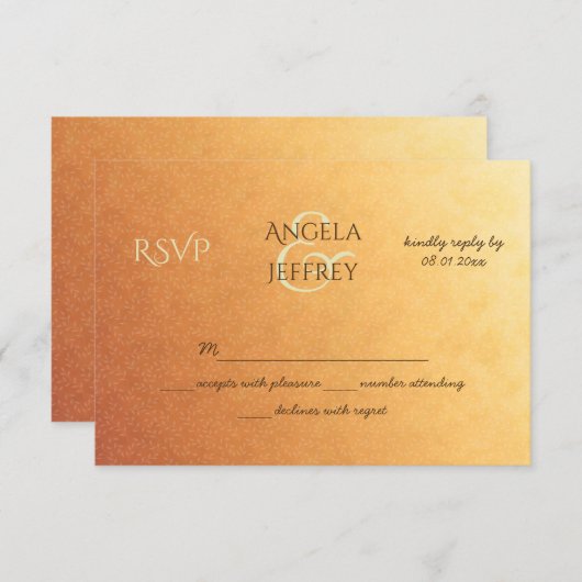 サンセットグラデーショングラディエント(小さい葉のパターンRSVP) 出欠カード (正面/裏面)