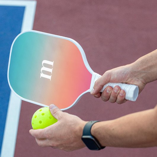 サンセットグラデーションターコイズトゥピンクイニシャル ピックルボールラケット