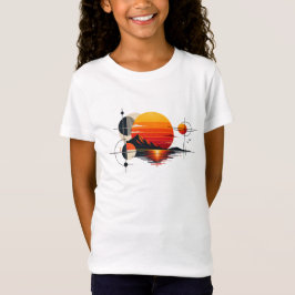 サンセットグリッド - レトロ幾何学ミニマリストデザイン Tシャツ