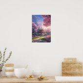 サンセットグローアットザ日本のテンプル ポスター (キッチン)