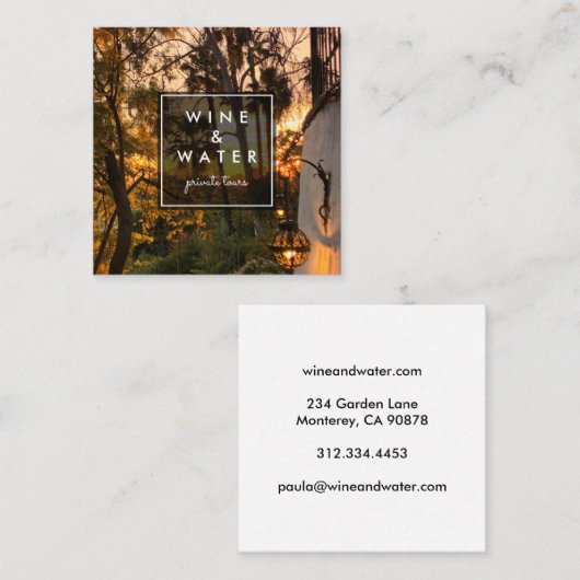 サンセットグローカリフォルニアガーデンフォトトラベルツーリズム スクエア名刺 (正面/裏面)