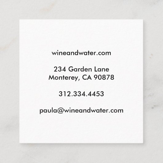 サンセットグローカリフォルニアガーデンフォトトラベルツーリズム スクエア名刺 (裏面)