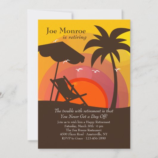 サンセットグローリーリタイアメントパーティの招待状 招待状 (正面)