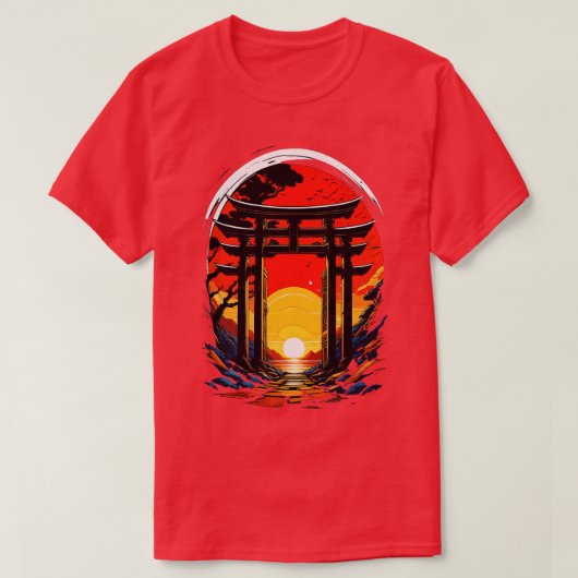 サンセットゲート日本の鳥居アート Tシャツ (デザイン正面)