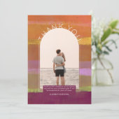 サンセットコンテンポラリーピストライプのンク写真ありがとう サンキューカード (スタンド正面)