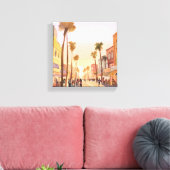 サンセットコースタルタウン | パームツリーコースタルウォーター色 キャンバスプリント (インサイチュ (リビング))