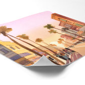 サンセットコースタルタウン | パームツリーコースタルウォーター色 ポスター (角)