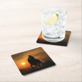 サンセットコースターのカウボーイと馬 スクエアペーパーコースター (インサイチュ)