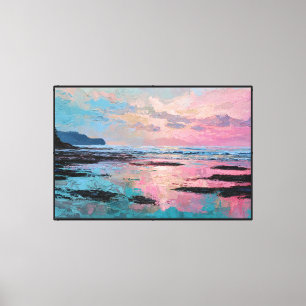 サンセットコーストの崖の絵画 - アブストラクト ウォールアート