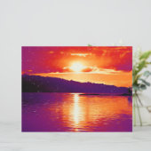 サンセットコーストビーチオレンジパープルアートウォーターカラー (スタンド正面)