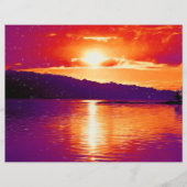 サンセットコーストビーチオレンジパープルアートウォーターカラー (正面)