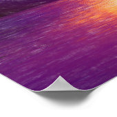 サンセットコーストビーチオレンジパープルアート ポスター (角)