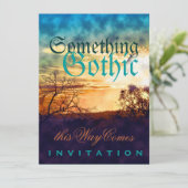 サンセットゴシック様式ムードウェディングレセプション招待状 招待状 (スタンド正面)