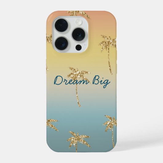 サンセットゴールドラメヤシの木 iPhoneケース (裏面)