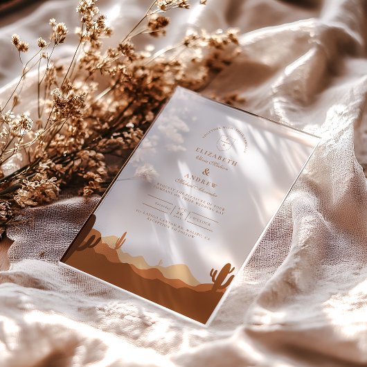 サンセットサボス結婚砂漠 アクリル招待状