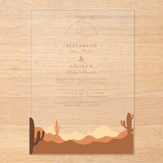サンセットサボス結婚砂漠 アクリル招待状 (正面)