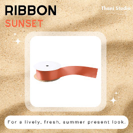 サンセットサマーオレンシンプルジプレーンモダン サテンリボン