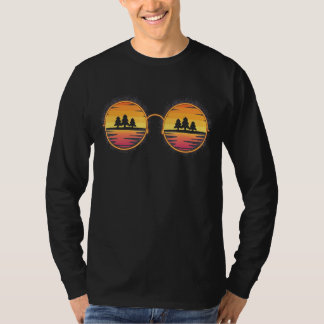 サンセットサマーバケーションパインツリーズビーチトロピカルS Tシャツ