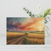 サンセットサンカラフルライズグレーンフィールドウォーターカラーアート シーズンカード (スタンド正面)