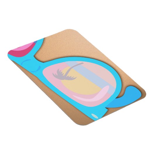 サンセットサングラスクールおもしろいレトロイラストレーション マグネット (右側)