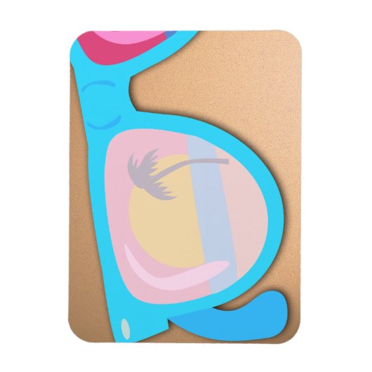 サンセットサングラスクールおもしろいレトロイラストレーション マグネット (縦)