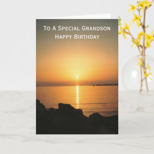 サンセットサンパーソナライズされた孫誕生日 カード (黄色い花)