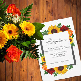 サンセットサンフラワーバラフローラウェディングレセプション エンクロージャーカード