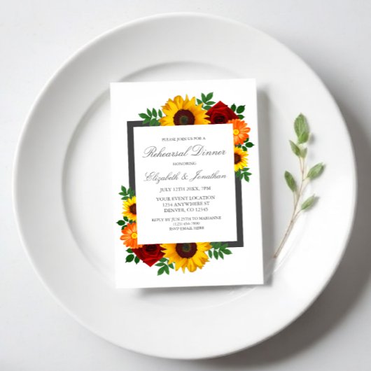 サンセットサンフラワーバラフローラリハーサルディナー 招待状