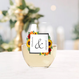 サンセットサンフラワーバラ結婚フローラ ステムなしワイングラス