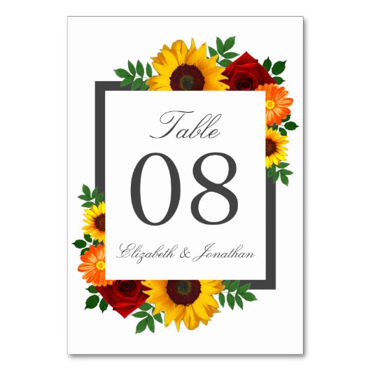 サンセットサンフラワーバラ結婚フローラ テーブルナンバー (裏面)