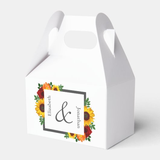 サンセットサンフラワーバラ結婚フローラ フェイバーボックス (正面サイド)