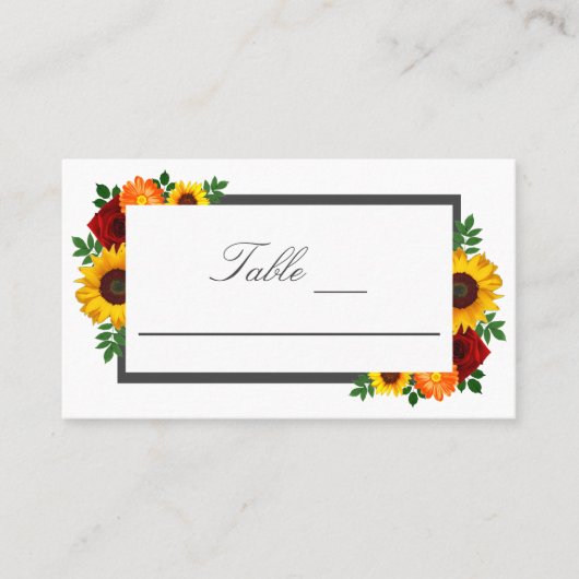 サンセットサンフラワーバラ結婚フローラ プレイスカード (正面)