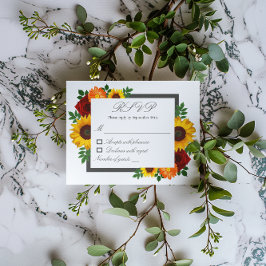 サンセットサンフラワーバラ結婚フローラ 出欠カード