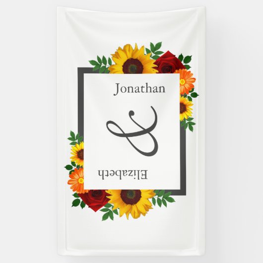 サンセットサンフラワーバラ結婚フローラ 横断幕 (縦)