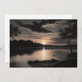 サンセットサンライズガラス湖木炭ペンシルアート シーズンカード (正面/裏面)