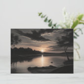 サンセットサンライズガラス湖木炭ペンシルアート シーズンカード (スタンド正面)