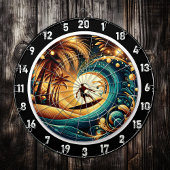 サンセットサーファーウェーブアートピース ダーツボード