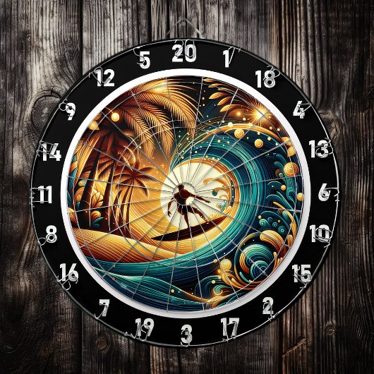 サンセットサーファーウェーブアートピース ダーツボード