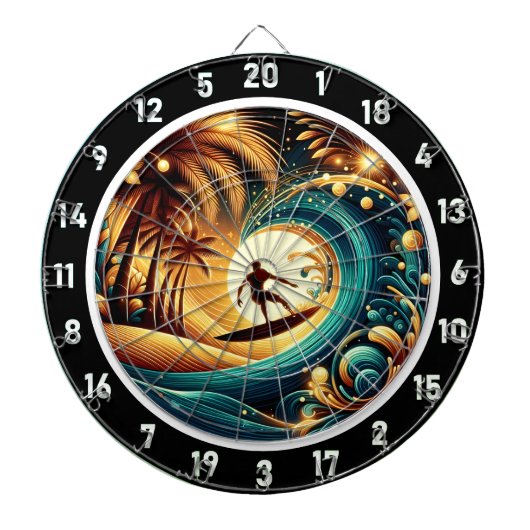 サンセットサーファーウェーブアートピース ダーツボード (正面)