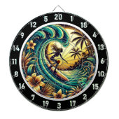 サンセットサーファーウェーブ海アート ダーツボード (正面)